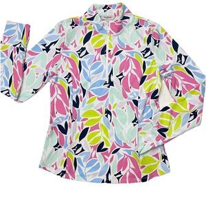 Tommy Bahama Printed Lng Slv 1/2 Zip Neck Knit UPF 50 Golf Top Polo Large